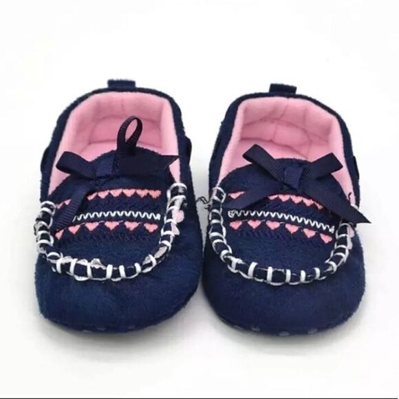 NEW Baby Moccasin Slippers in Navy Blue - Picture 3 of 6